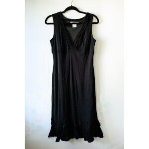 Vintage Evan-Picone Black ruffle dress 12 Goth Witchy cocktail Whimsigoth